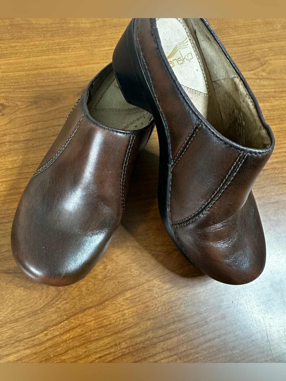 Dansko Women’s Brown Leather Slip-On Clogs, size 36 (US 6)